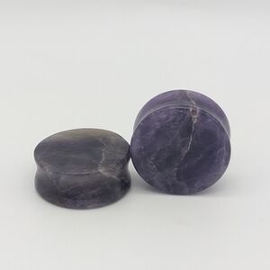 Pair of Double Flare Purple Amethyst Stone Plugs / Gauges, Size 7/16" (11 mm)